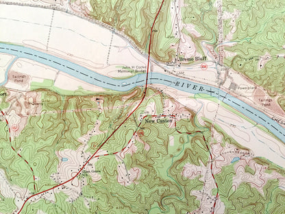 Antique Arvonia, Virginia 1968 US Geological Survey Topographic Map – Fluvanna, Buckingham County, James River, Bremo Bluff, New Canton, VA