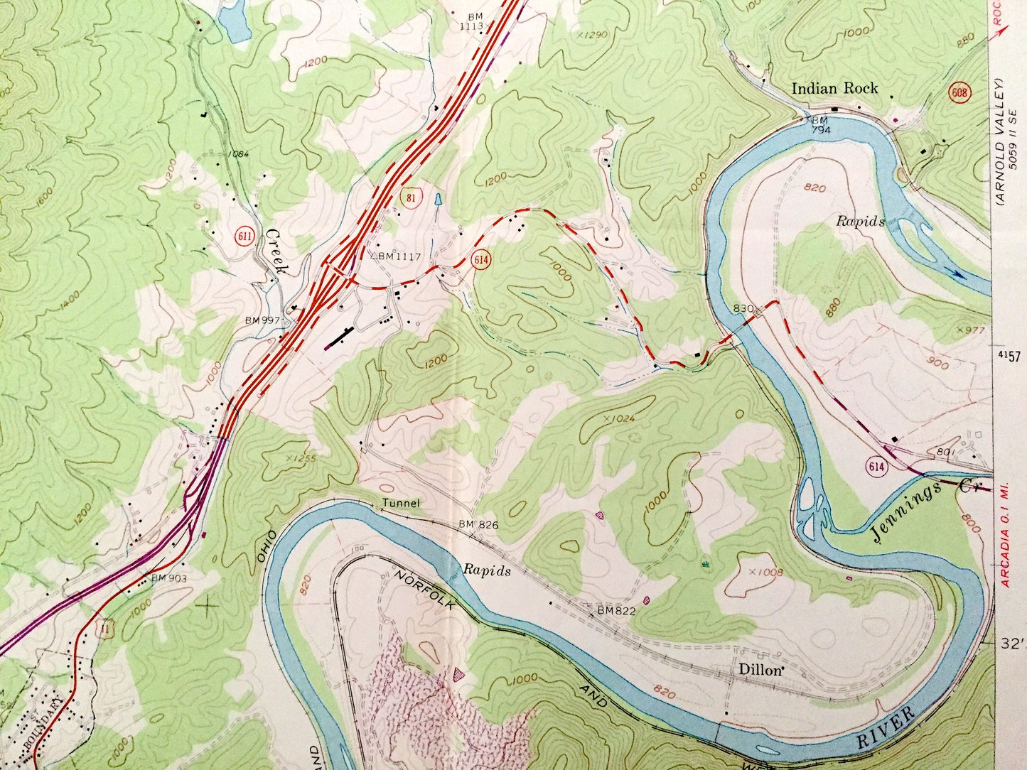 Antique Buchanan, Virginia 1961 US Geological Survey Topographic Map – Botetourt County, Jefferson National Forest, Springwood, Greyledge VA