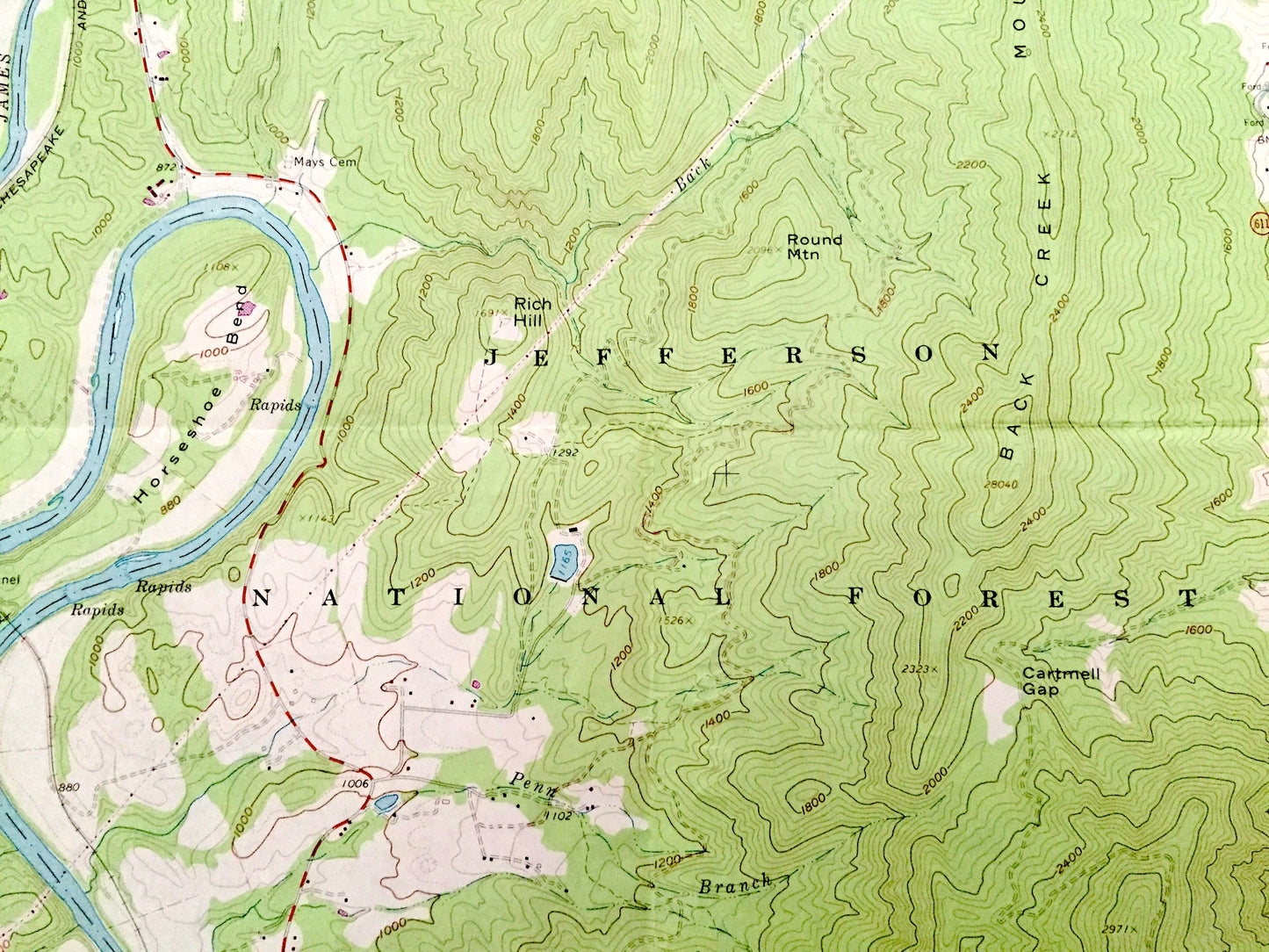 Antique Buchanan, Virginia 1961 US Geological Survey Topographic Map – Botetourt County, Jefferson National Forest, Springwood, Greyledge VA