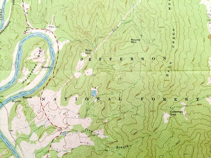 Antique Buchanan, Virginia 1961 US Geological Survey Topographic Map – Botetourt County, Jefferson National Forest, Springwood, Greyledge VA