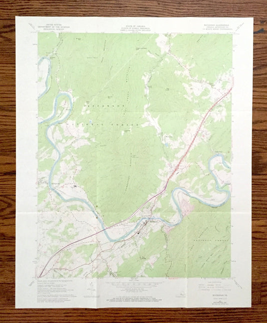 Antique Buchanan, Virginia 1961 US Geological Survey Topographic Map – Botetourt County, Jefferson National Forest, Springwood, Greyledge VA