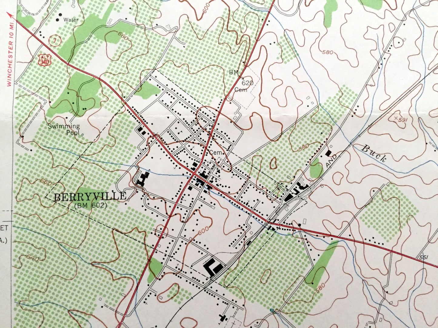 Antique Berryville, Virginia & West Virginia 1955 US Geological Survey Topographic Map – Clarke, Jefferson County, Wickliffe Summit Point VA