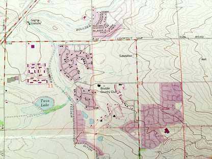 Antique Niwot, Colorado 1967 US Geological Survey Topographic Map – Boulder County, Valmont, Gun Barrel Hill, Teller, Hayden Lake, CO