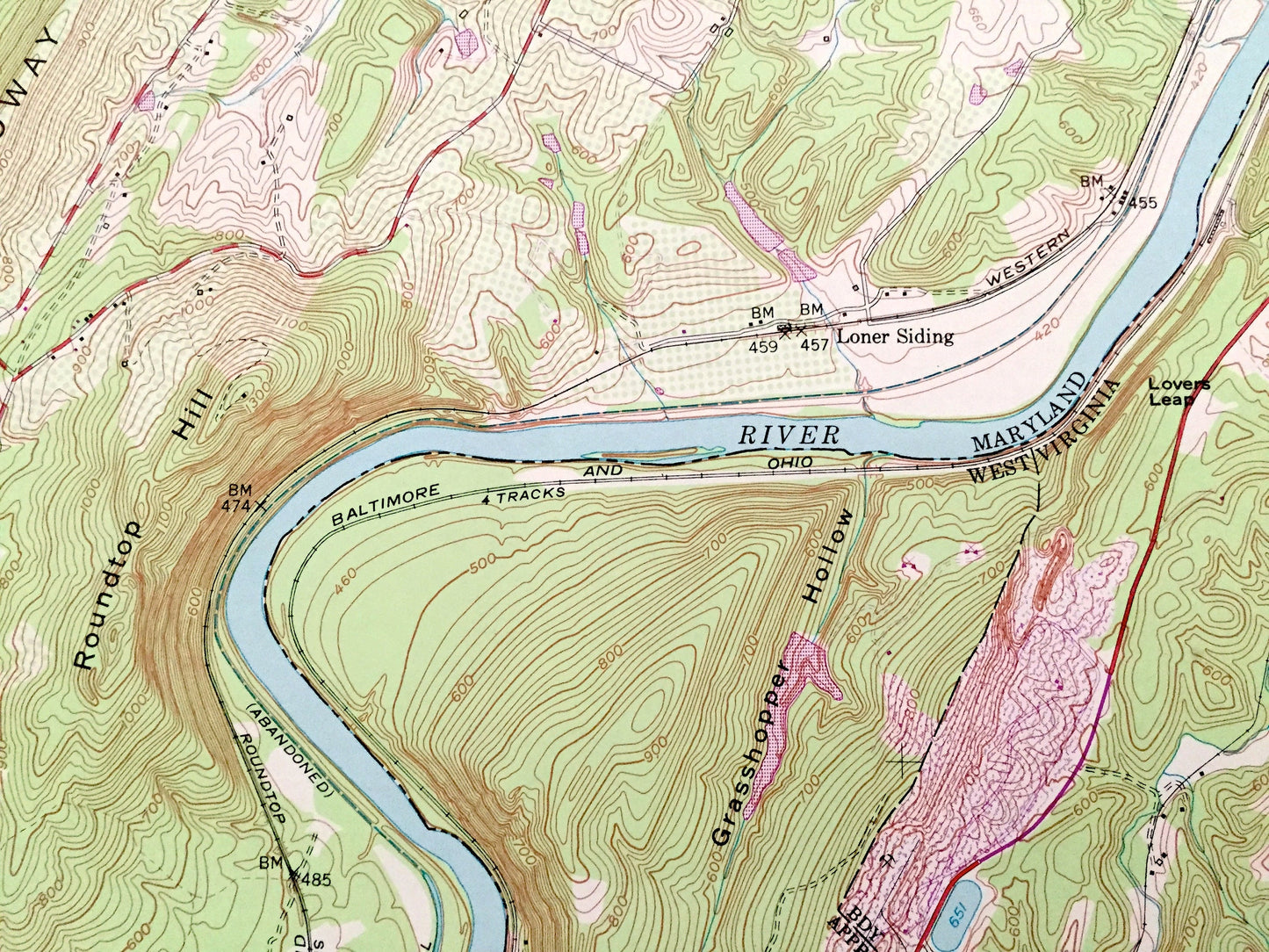 Antique Hancock, Maryland 1951 US Geological Survey Topographic Map – Washington County, Warren, Bethel, Thompson, WV