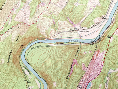 Antique Hancock, Maryland 1951 US Geological Survey Topographic Map – Washington County, Warren, Bethel, Thompson, WV