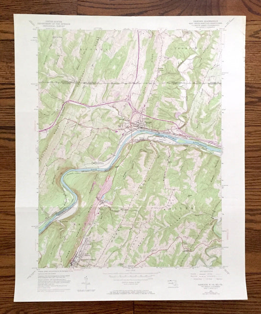 Antique Hancock, Maryland 1951 US Geological Survey Topographic Map – Washington County, Warren, Bethel, Thompson, WV