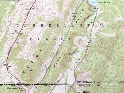Antique Evitts Creek, Maryland 1949 US Geological Survey Topographic Map – Cumberland, Pennsylvania, Yonkers, Rocky Gap State Park, MD PA