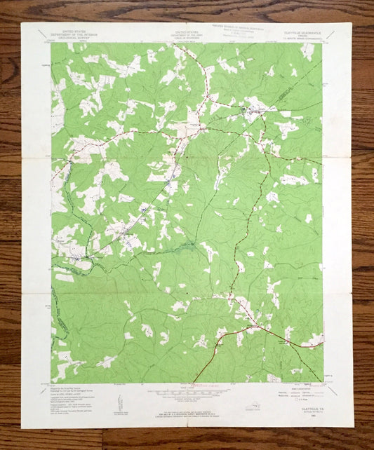 Antique Clayville, Virginia 1943 US Geological Survey Topographic Map – Amelia, Powhatan, Chesterfield County, Moseley, Skinquarter Creek VA