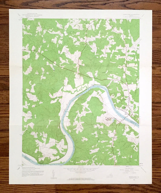 Antique Goochland, Virginia 1943 US Geological Survey Topographic Map – Powhatan County, State Park, James River, Maidens, Dogtown VA