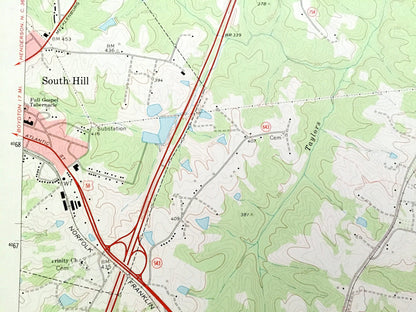Antique La Crosse, Virginia 1968 US Geological Survey Topographic Map – Mecklenburg, Brunswick County, Brodnax, South Hill, Blackridge, VA