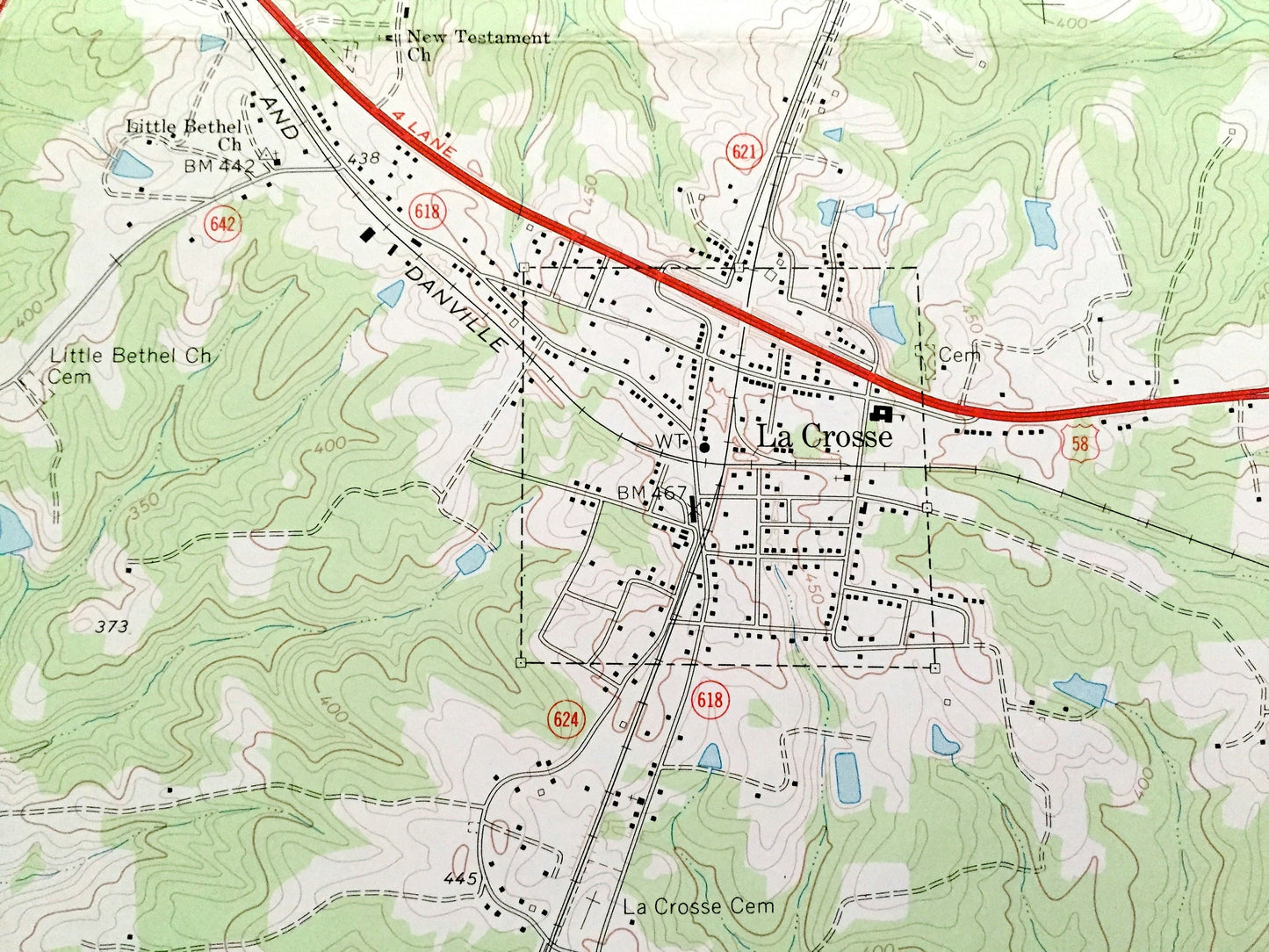 Antique La Crosse, Virginia 1968 US Geological Survey Topographic Map – Mecklenburg, Brunswick County, Brodnax, South Hill, Blackridge, VA