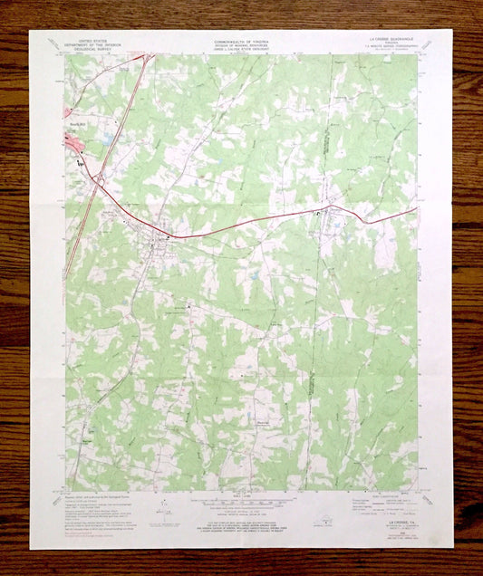 Antique La Crosse, Virginia 1968 US Geological Survey Topographic Map – Mecklenburg, Brunswick County, Brodnax, South Hill, Blackridge, VA