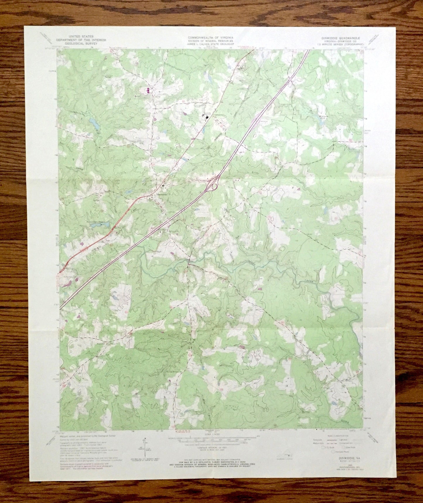 Antique Dinwiddie, Virginia 1963 US Geological Survey Topographic Map – County, Hamilton, Courthouse, Autumn Harvest Acres, Stony Creek, VA