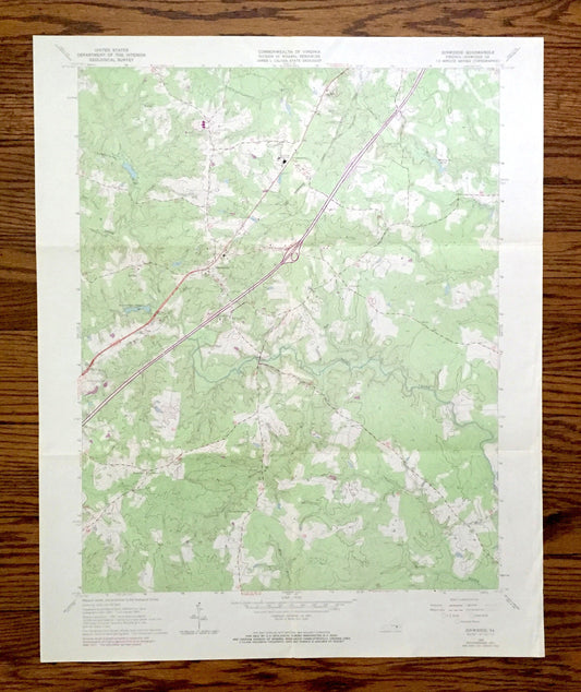 Antique Dinwiddie, Virginia 1963 US Geological Survey Topographic Map – County, Hamilton, Courthouse, Autumn Harvest Acres, Stony Creek, VA