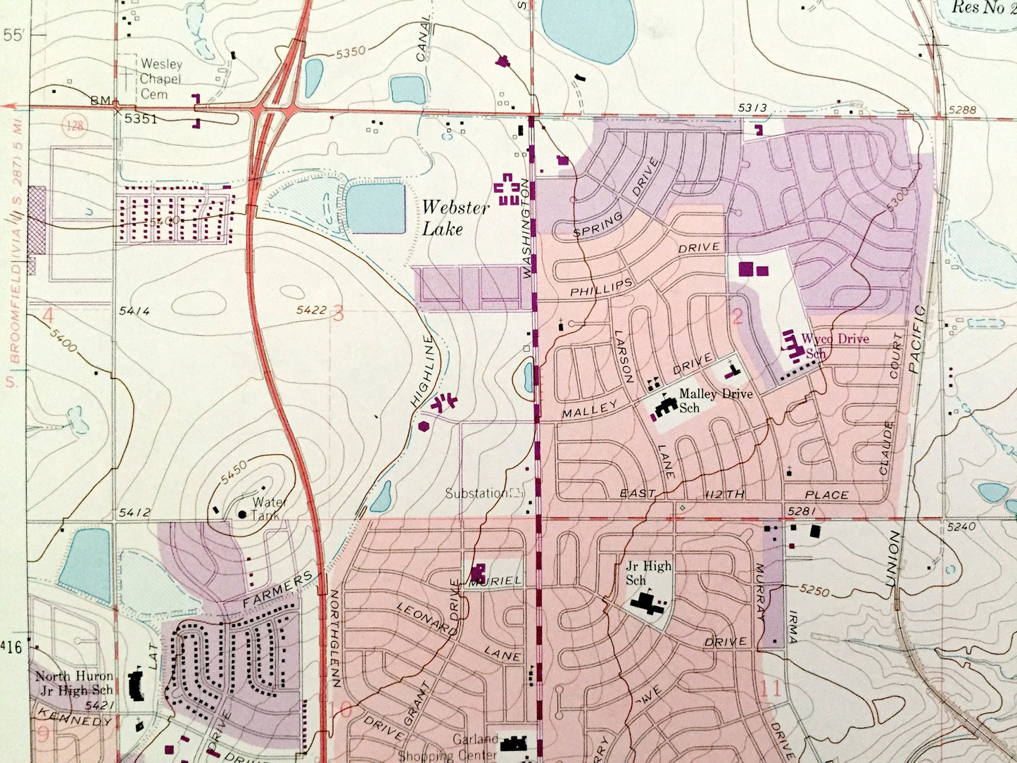 Antique Eastlake, Colorado 1965 US Geological Survey Topographic Map – Thornton, Riverdale, Darlow, Grange Creek, Northglen, Adams County CO