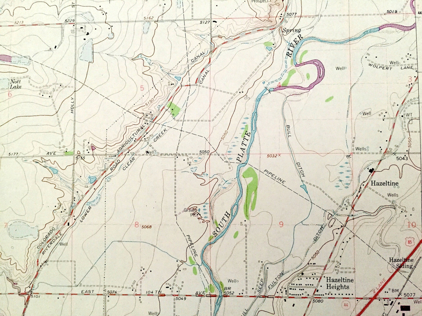 Antique Eastlake, Colorado 1965 US Geological Survey Topographic Map – Thornton, Riverdale, Darlow, Grange Creek, Northglen, Adams County CO