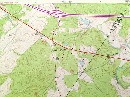 Antique Boyd Tavern, Virginia 1967 US Geological Survey Topographic Map – Albemarle, Fluvanna County, Lake Monticello, Union Mills, VA
