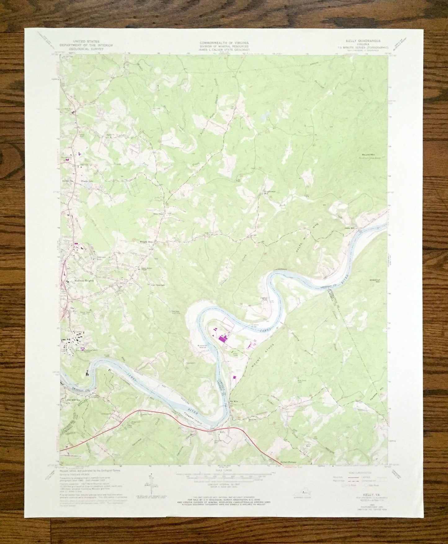 Antique Kelly, Virginia 1963 US Geological Survey Topographic Map – Amherst, Campbell County, Appomattox, Lynchburg, Madison Heights, VA