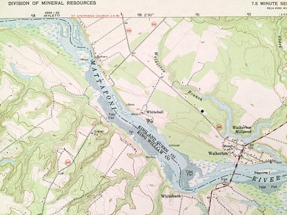 Antique King William, Virginia 1968 US Geological Survey Topographic Map – King and Queen, Hanover County, Mattaponi, Pamunkey River, VA