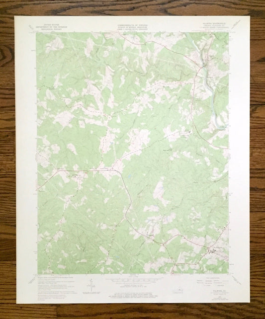 Antique Palmyra, Virginia 1967 US Geological Survey Topographic Map – Fluvanna County, Rivanna River, Cunningham, Fork Union, Kidds Store VA