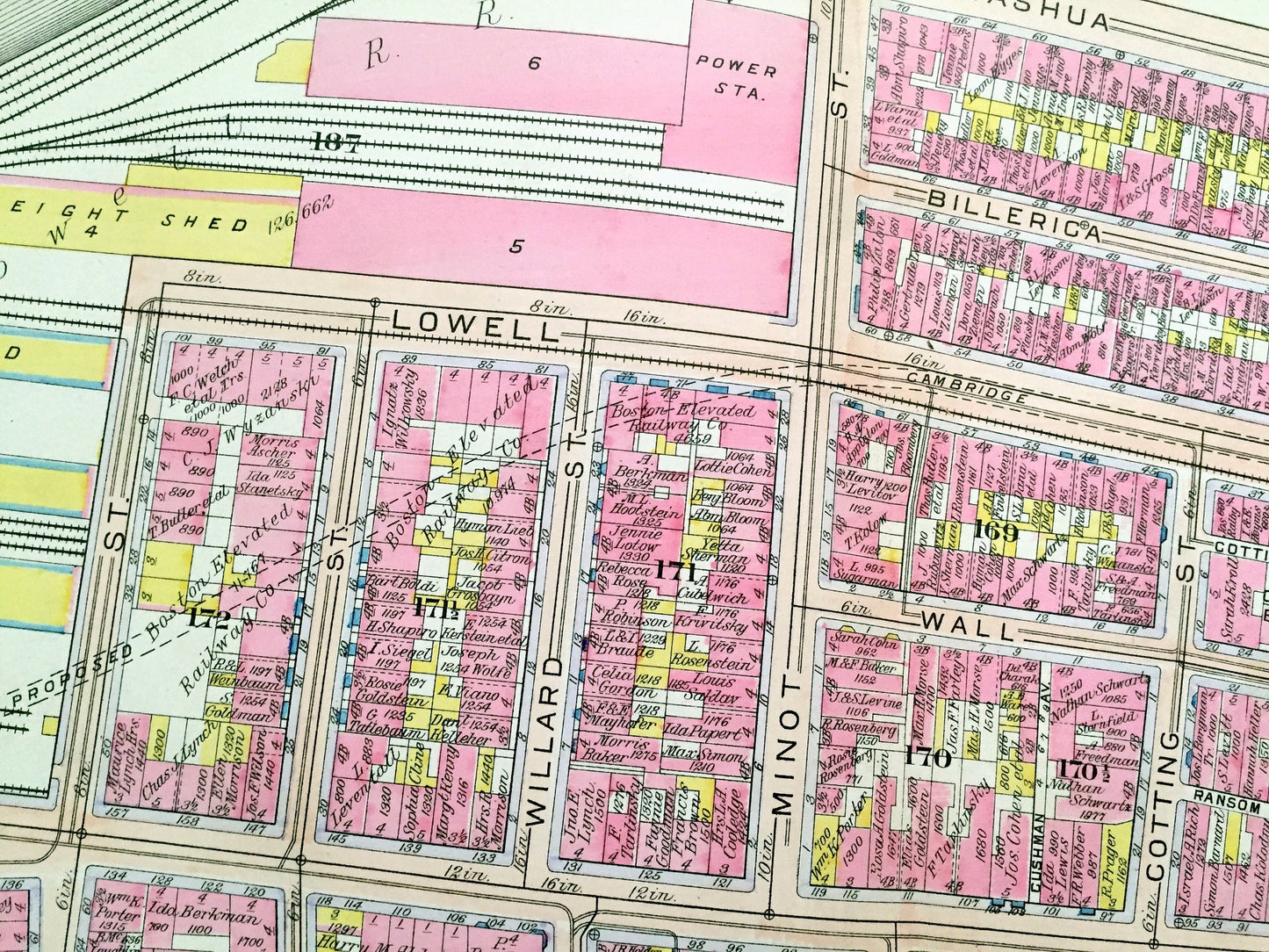 Antique 1908 West End, Boston, Massachusetts Map from G.W. Bromley Atlas – Bullfinch Triangle, Mass General Hospital, Garden, Beacon Hill MA