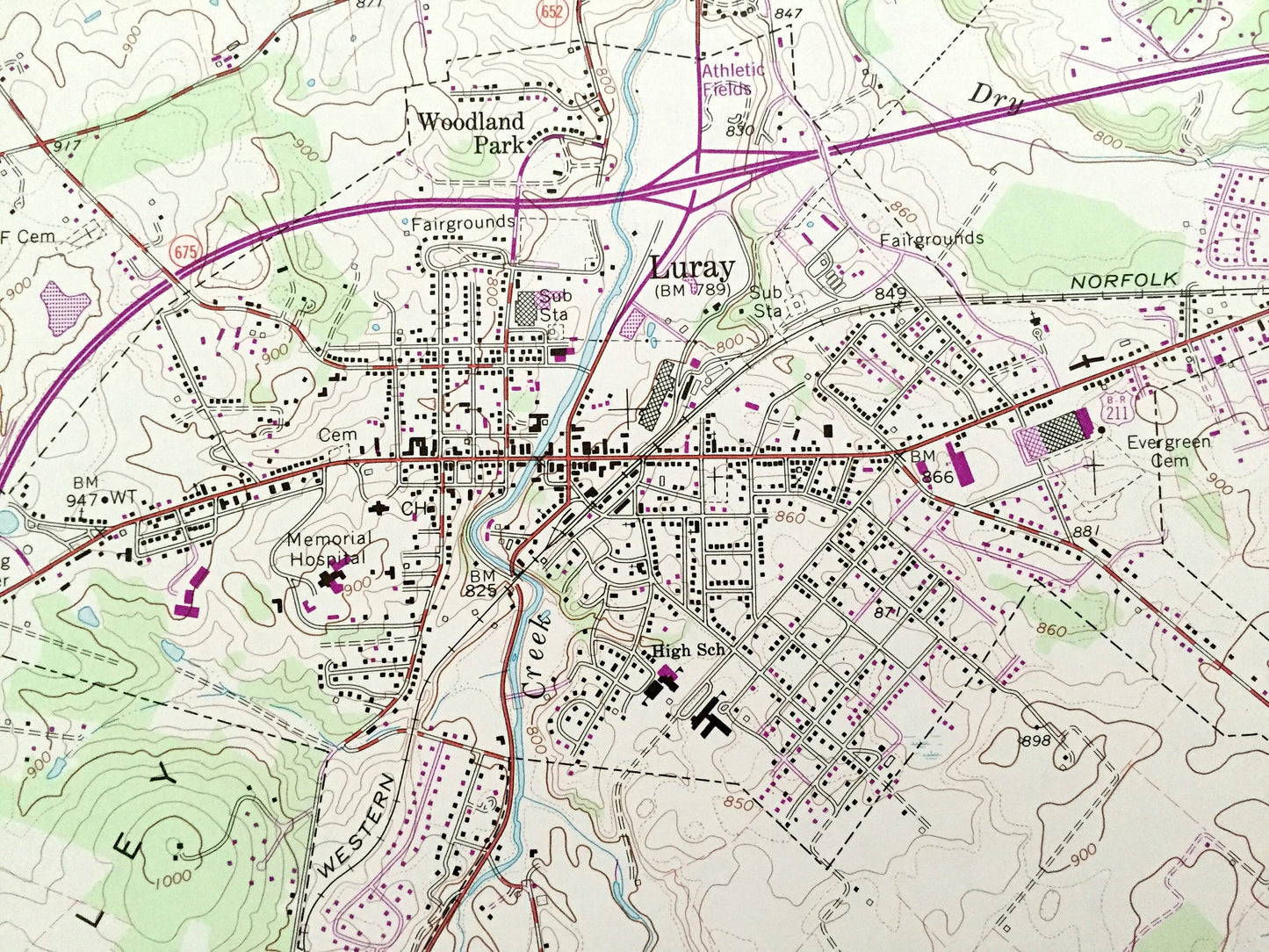 Antique Luray, Virginia 1965 US Geological Survey Topographic Map – Page County, Shenandoah National Park, George Washington, Big Spring VA