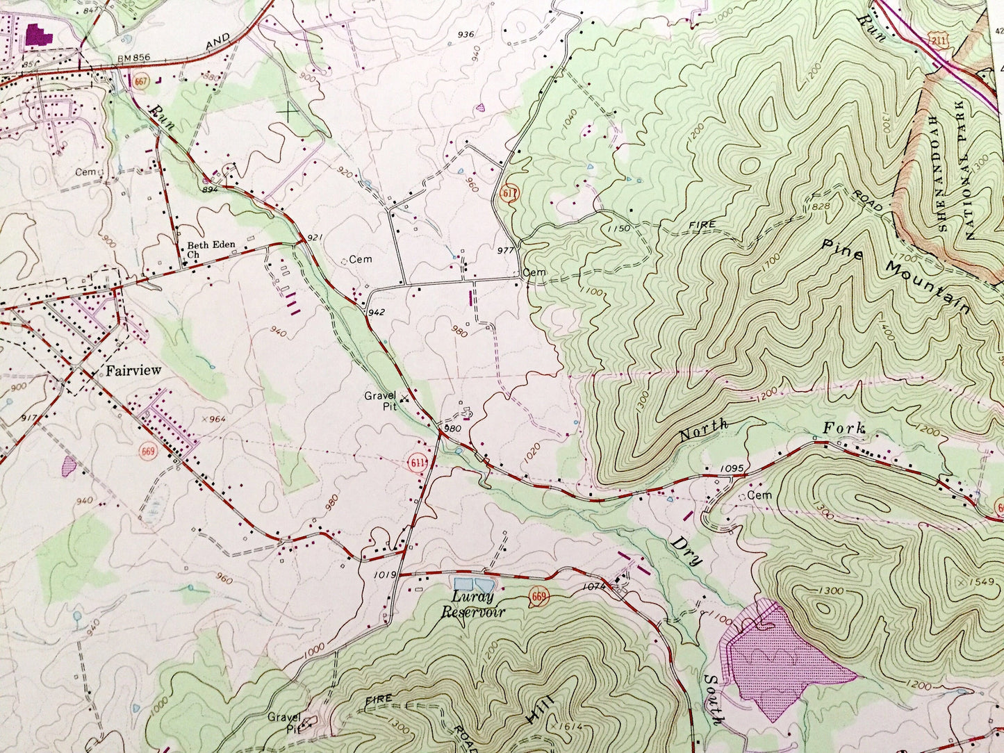 Antique Luray, Virginia 1965 US Geological Survey Topographic Map – Page County, Shenandoah National Park, George Washington, Big Spring VA