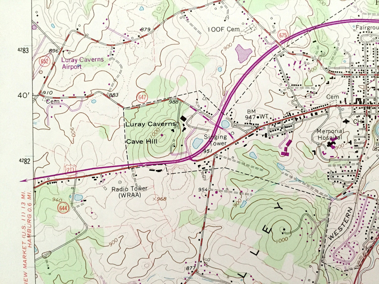 Antique Luray, Virginia 1965 US Geological Survey Topographic Map – Page County, Shenandoah National Park, George Washington, Big Spring VA