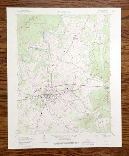 Antique Luray, Virginia 1965 US Geological Survey Topographic Map – Page County, Shenandoah National Park, George Washington, Big Spring VA