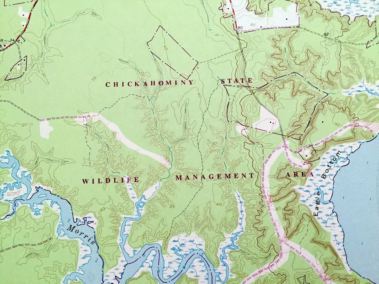 Antique Brandon, Virginia 1965 US Geological Survey Topographic Map – Charles City, James City County, James River, Chickahominy Wildlife VA