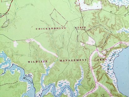 Antique Brandon, Virginia 1965 US Geological Survey Topographic Map – Charles City, James City County, James River, Chickahominy Wildlife VA