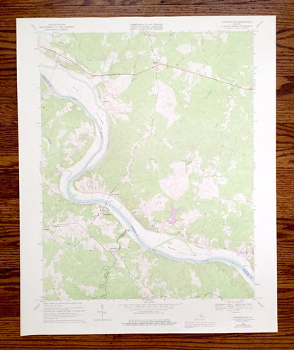 Antique Cartersville, Virginia 1969 US Geological Survey Topographic Map – Goochland, Cumberland County, Elk Island, James River, Fife VA