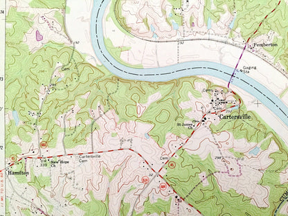 Antique Cartersville, Virginia 1969 US Geological Survey Topographic Map – Goochland, Cumberland County, Elk Island, James River, Fife VA