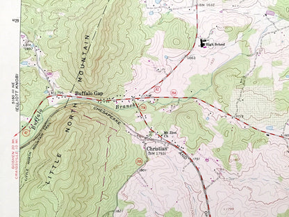 Antique Churchville, Virginia 1964 US Geological Survey Topographic Map – Augusta County, Buffalo Gap, Cedar Green, George Washington, VA