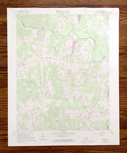 Antique Chula, Virginia 1966 US Geological Survey Topographic Map – Powhatan, Amelia County, Wildlife Management Area, Appomattox River VA