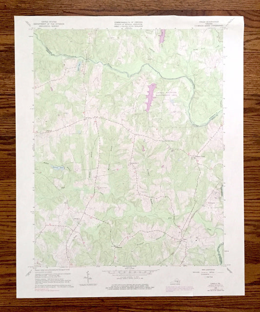 Antique Chula, Virginia 1966 US Geological Survey Topographic Map – Powhatan, Amelia County, Wildlife Management Area, Appomattox River VA