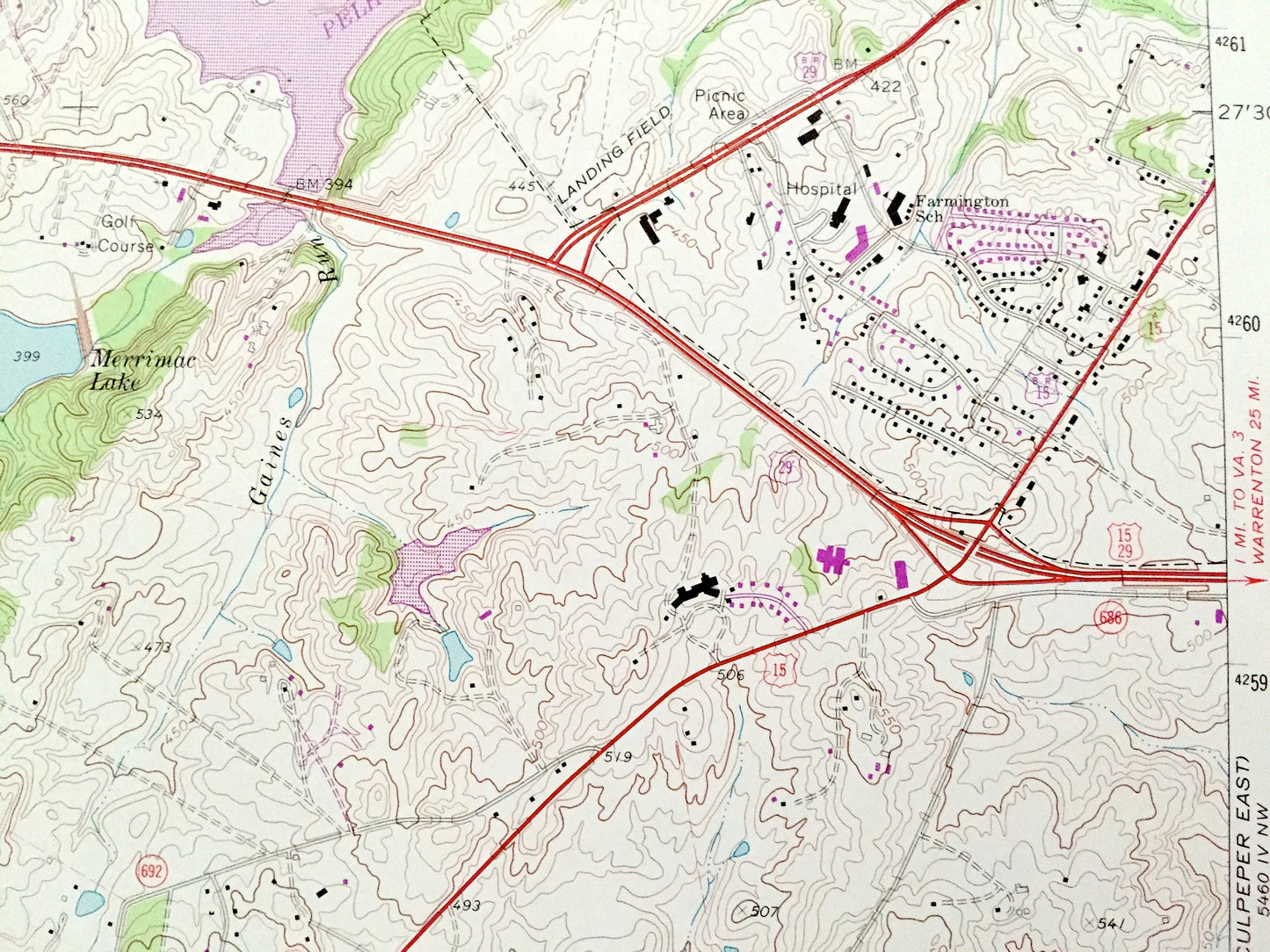 Antique Culpeper West, Virginia 1971 US Geological Survey Topographic Map – Madison County, Lake Pelham, Mountain Run, Cedar Mountain, VA