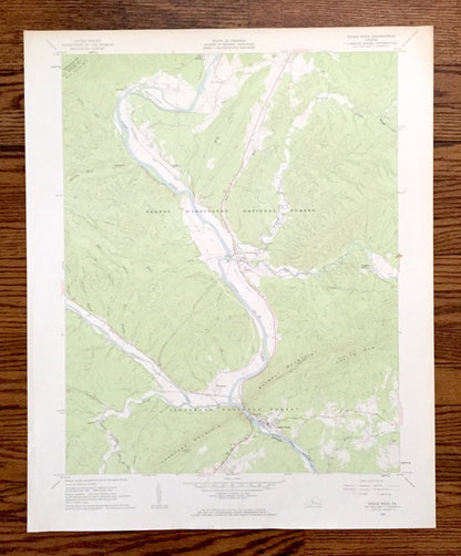 Antique Eagle Rock, Virginia 1962 US Geological Survey Topographic Map – Botetourt County, Jefferson, George Washington National Forest, VA