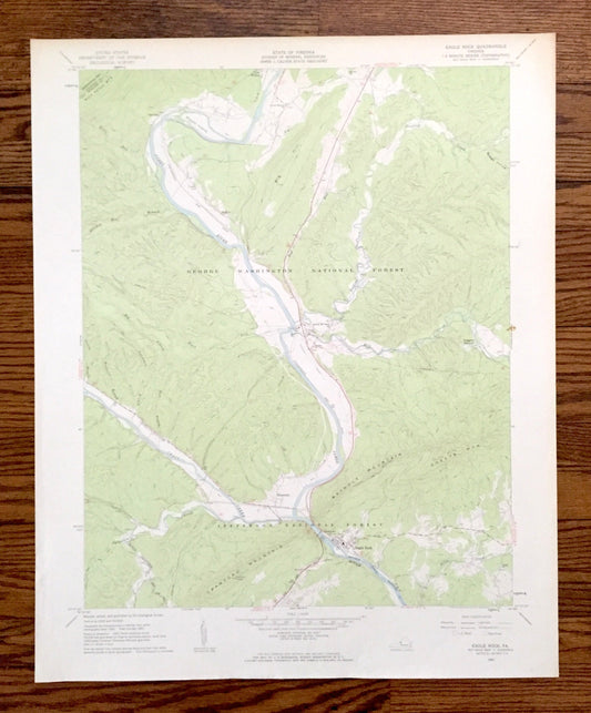 Antique Eagle Rock, Virginia 1962 US Geological Survey Topographic Map – Botetourt County, Jefferson, George Washington National Forest, VA