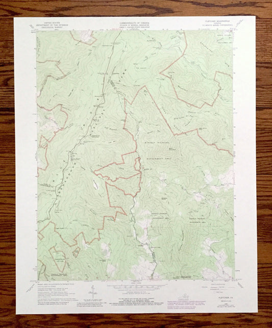 Antique Fletcher, Virginia 1965 US Geological Survey Topographic Map – Page, Greene, Madison County Shenandoah National Park Blue Ridge, VA