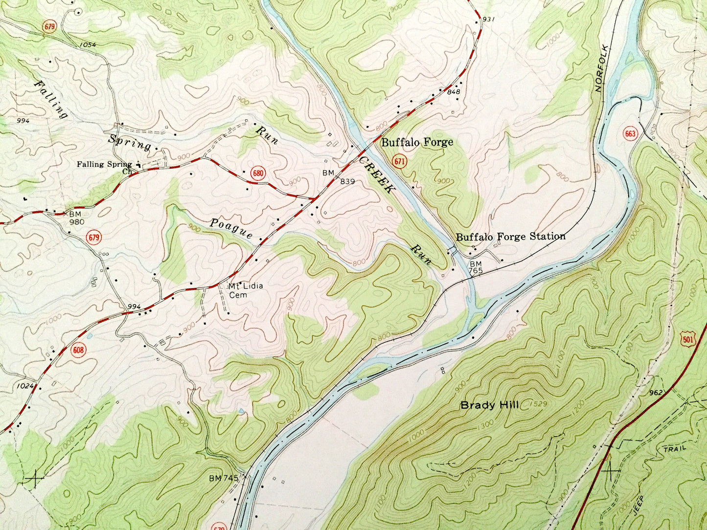 Antique Glasgow, Virginia 1965 US Geological Survey Topographic Map – Rockbridge County, George Washington National Forest, Maury River, VA