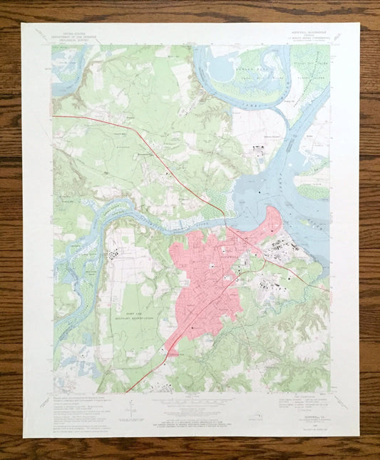 Antique Hopewell, Virginia 1969 US Geological Survey Topographic Map – Chesterfield, Charles City County, Fort Lee Army Base, James River VA