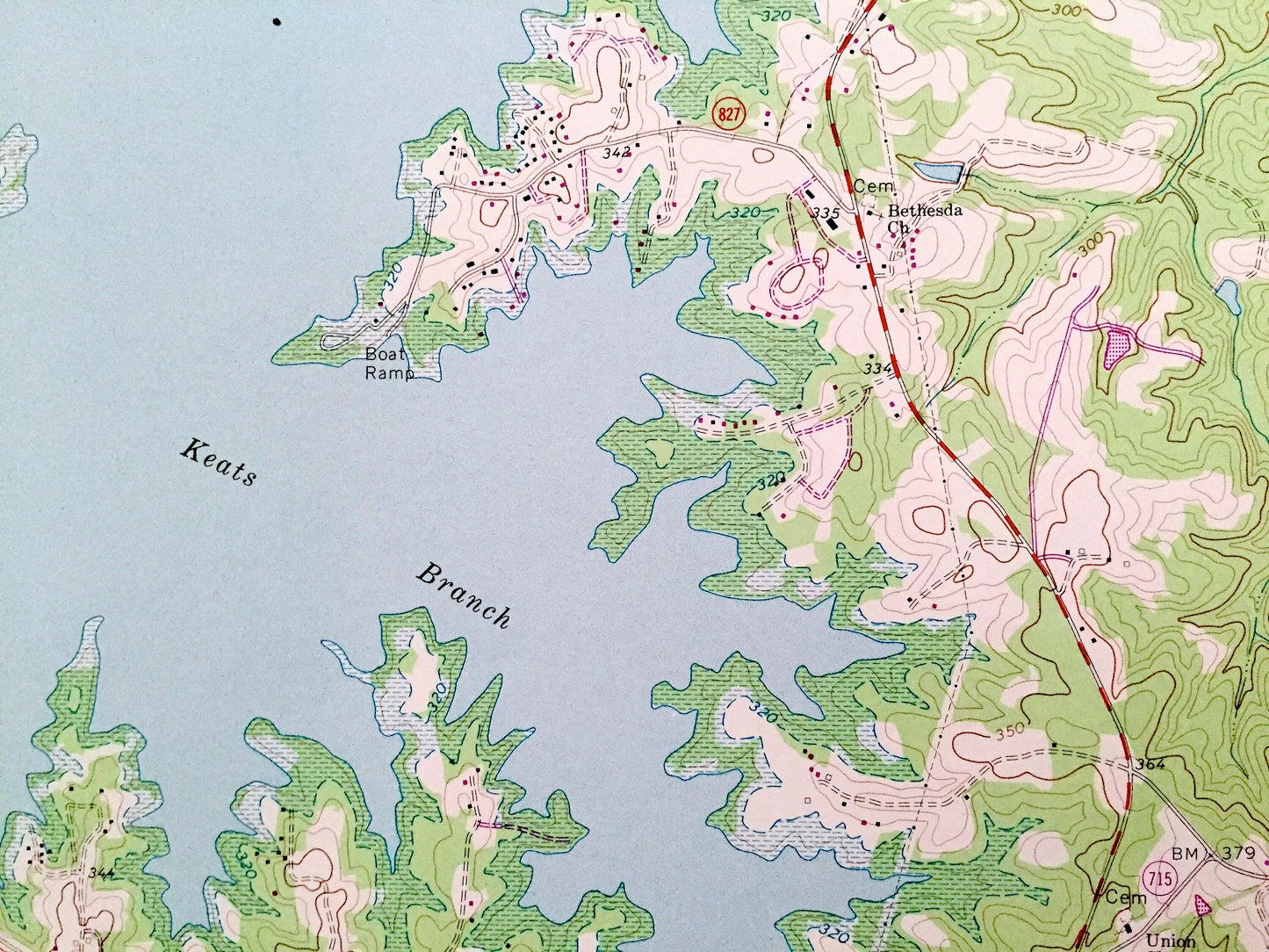 Antique John H Kerr Dam, Virginia 1968 US Geological Survey Topographic Map – Mecklenburg County, Warren, Vance, North Carolina, NC VA