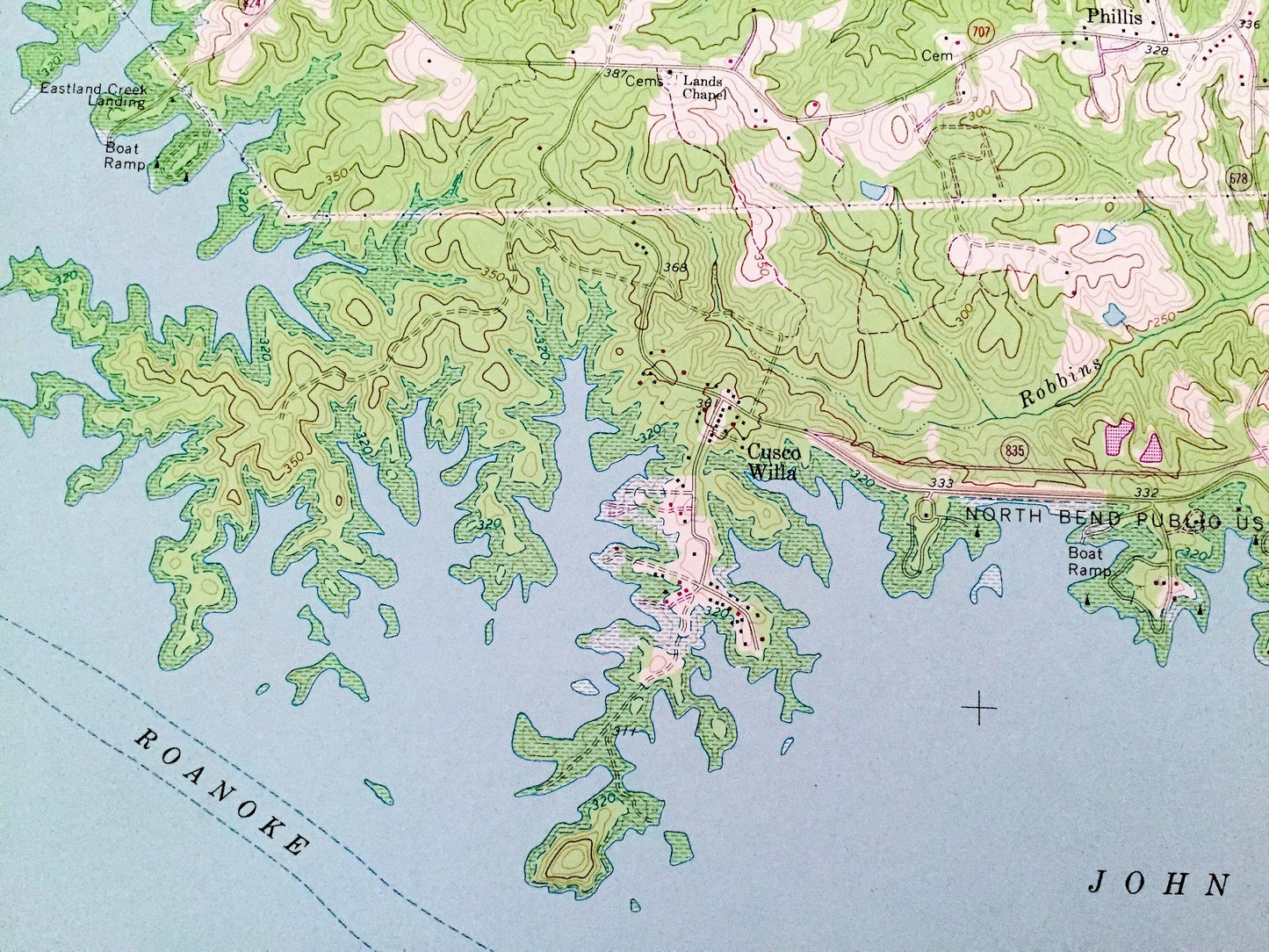 Antique John H Kerr Dam, Virginia 1968 US Geological Survey Topographic Map – Mecklenburg County, Warren, Vance, North Carolina, NC VA