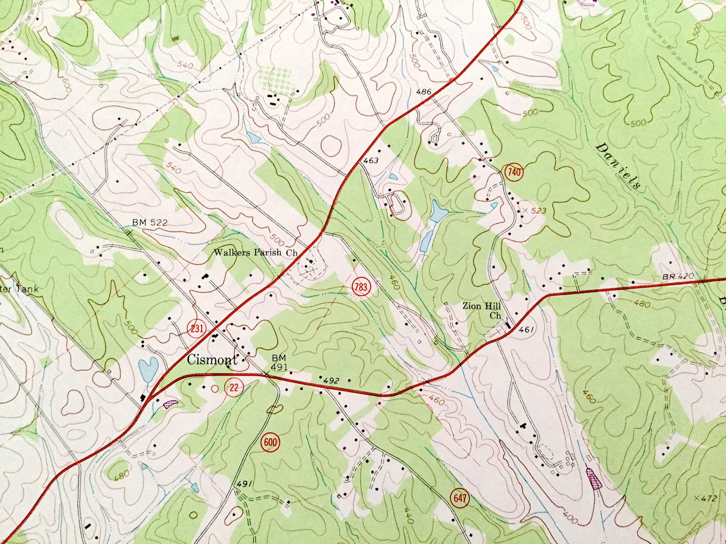 Antique Keswick, Virginia 1964 US Geological Survey Topographic Map – Louisa, Albermarle County, Cismont, Cobham, Rugby, Campbell, Farm, VA