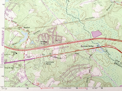 Antique Quinton, Virginia 1965 US Geological Survey Topographic Map – Hanover, New Kent, Henrico County, Orapax Farms, Bottoms Bridge, VA