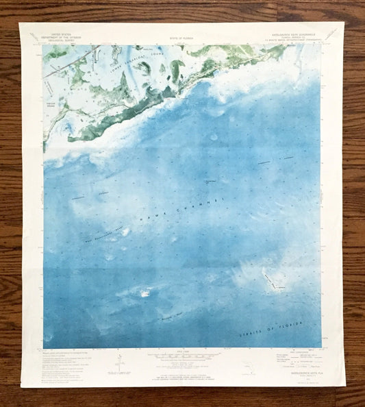 Antique Saddlebunch Keys, Florida 1972 US Geological Survey Topographic Map – Monroe County, Sugarloaf Key, Beach, Sound, Wells, Key West FL