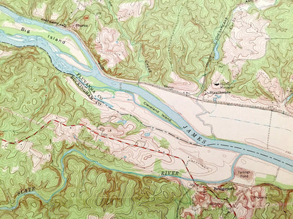 Antique Arvonia, Virginia 1968 US Geological Survey Topographic Map – Fluvanna, Buckingham County, James River, Bremo Bluff, New Canton, VA