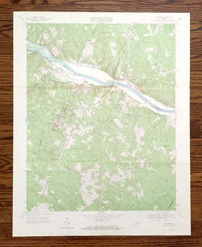 Antique Arvonia, Virginia 1968 US Geological Survey Topographic Map – Fluvanna, Buckingham County, James River, Bremo Bluff, New Canton, VA