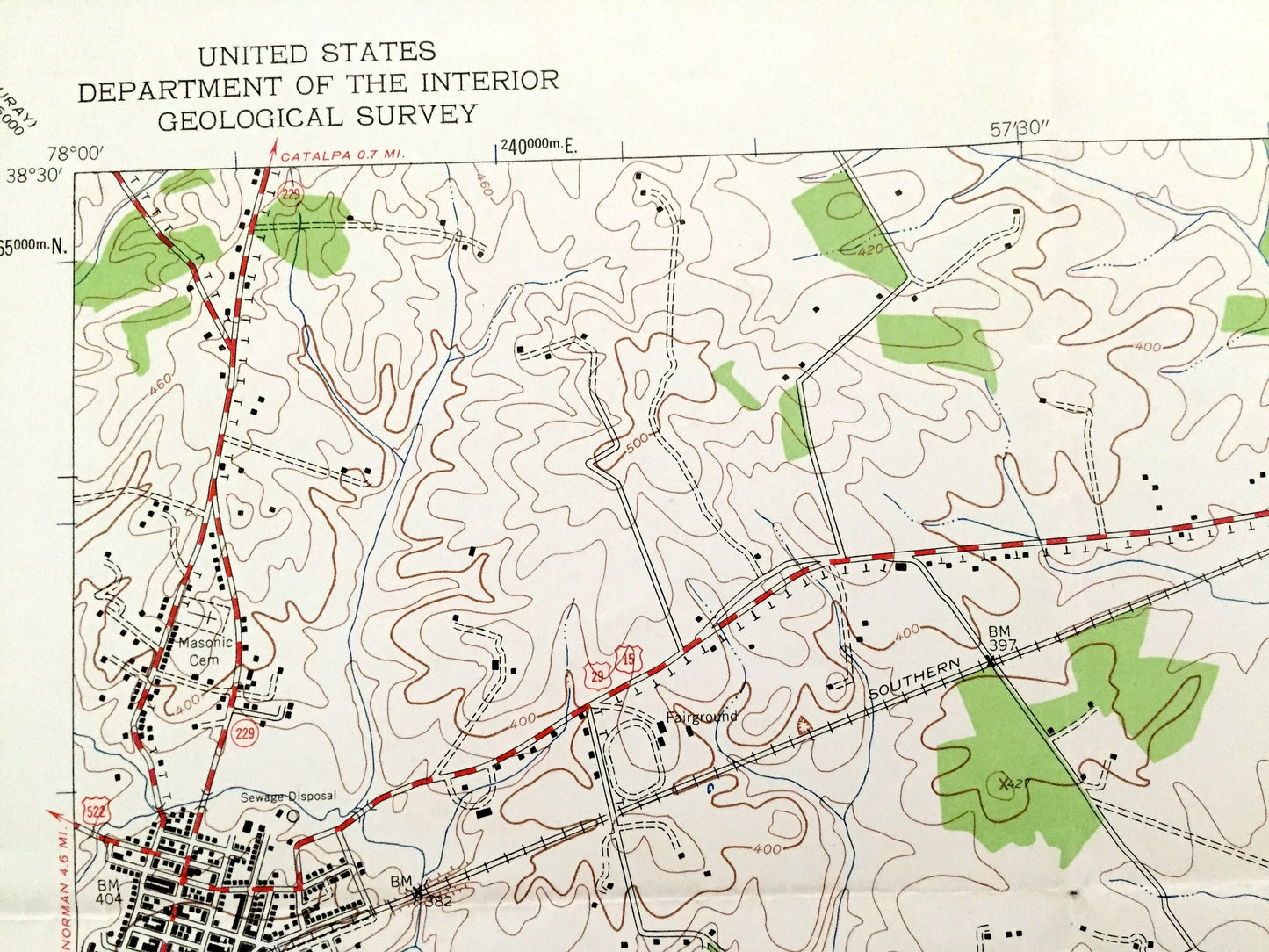 Antique Culpeper East, Virginia 1943 US Geological Survey Topographic Map – Orange County, Stevensburg, Brandy Station, Mount Pony, VA